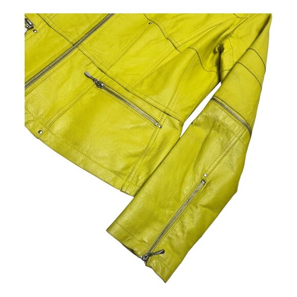 LAURENCE ROY Vintage LEATHER Luxury Neon Retro Bomber Jacket Womens Large - Picture 6 of 10